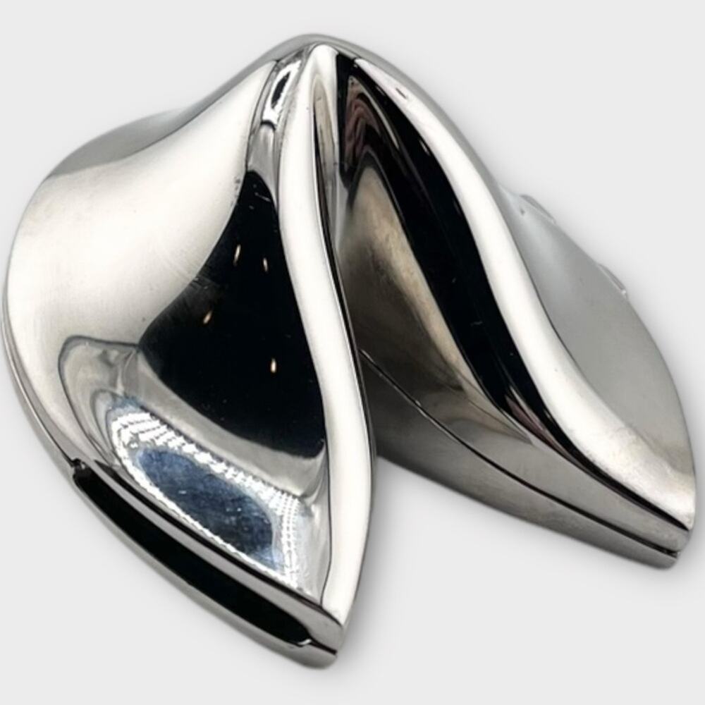 Polished Silver Decorative Fortune Cookie Sculpture - Home Art